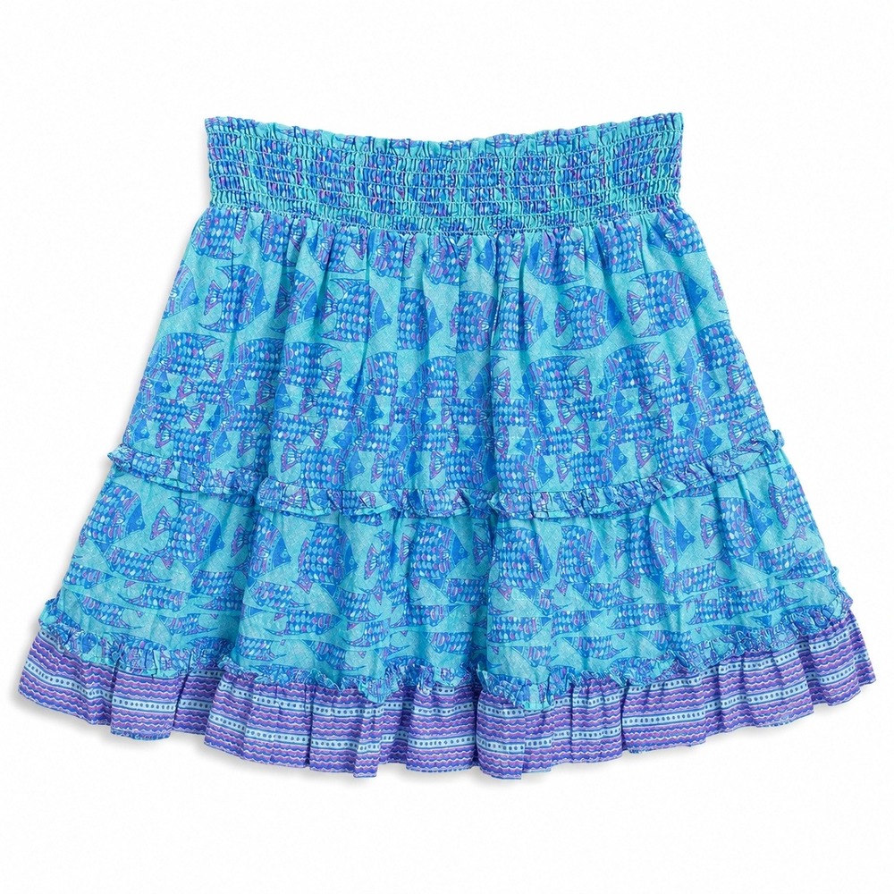 Vineyard Vines Womens Tang Fish Smoked‎ Skirt Crystal Blue M 2R001134-8441
